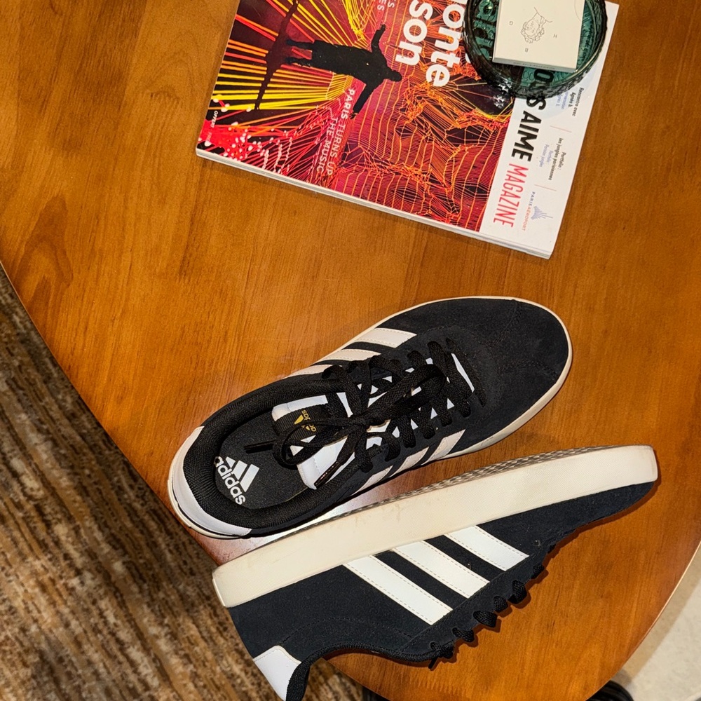 adidas Black and White Suede Low-Top Sneakers